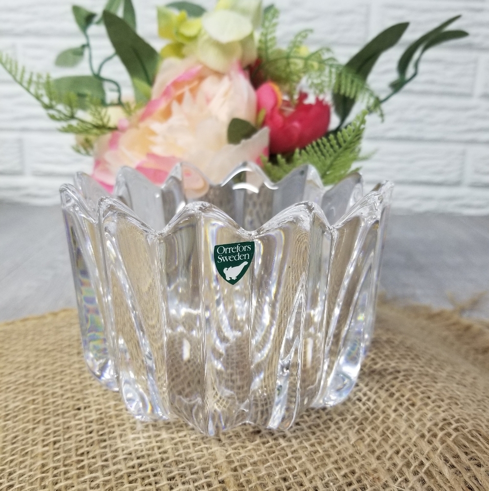 Vintage Orrefors Crystal Fleur Bowl